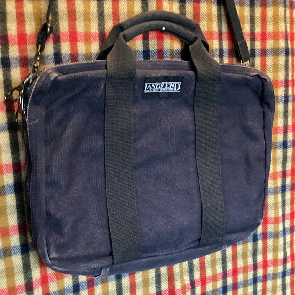 Vintage Lands End protecting people &the environment  messenger bag made in USA